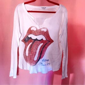 Free People Grunge Rolling Stones Tour Longsleeve Tee Day Dreamer XS Extra Small